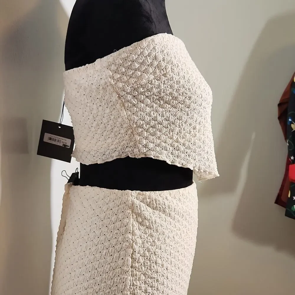 LE LIS NWT 2Pc Knit Scarf Tube Top and Mini Skirt, Size Large